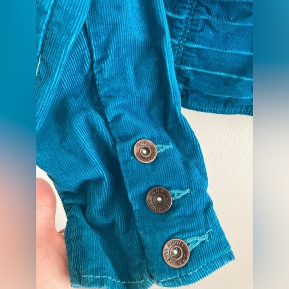 Vintage y2k Canyon River Blues Turquoise Curduroy Blazer Jacket Medium Boho - Picture 7 of 16